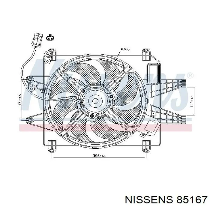 Купити 85167 Nissens Дифузор радіатора охолодження, в зборі з двигуном і крильчаткою