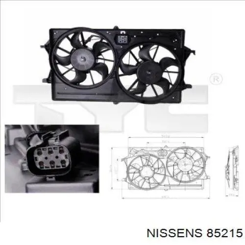 Дифузор радіатора охолодження, в зборі з двигуном і крильчаткою Nissens 85215 ціна, від 140.14 USD