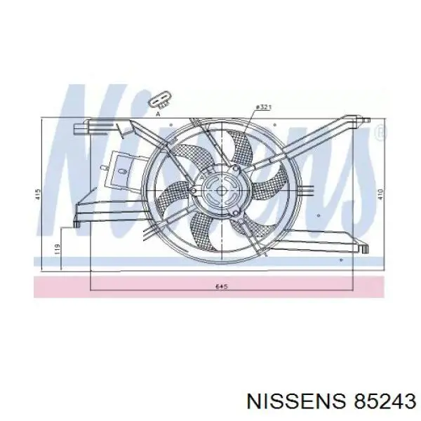 Купити 85243 Nissens Дифузор радіатора охолодження, в зборі з двигуном і крильчаткою