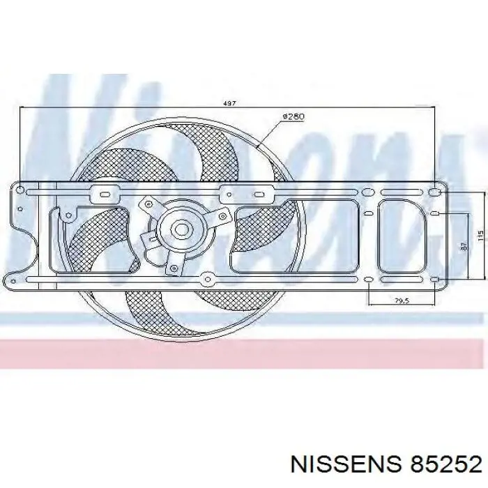 Купити 85252 Nissens Дифузор радіатора охолодження, в зборі з двигуном і крильчаткою