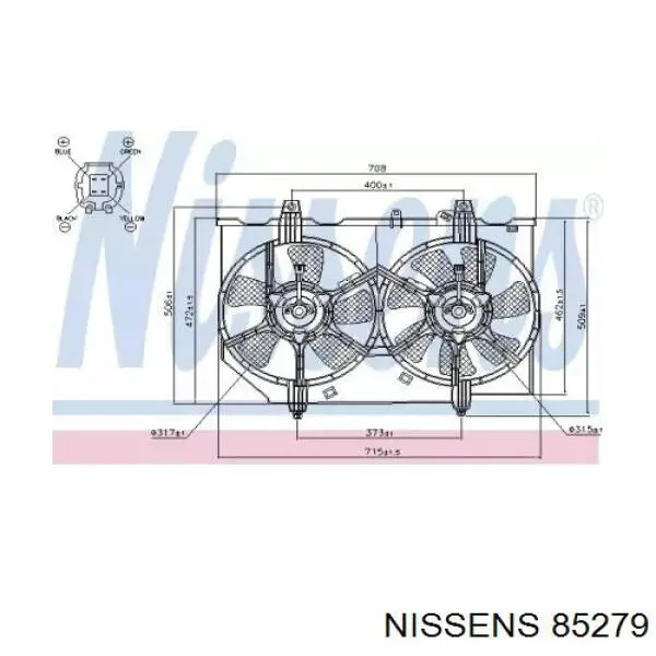 Дифузор радіатора охолодження, в зборі з двигуном і крильчаткою Nissens 85279 ціна, від 209.95 USD