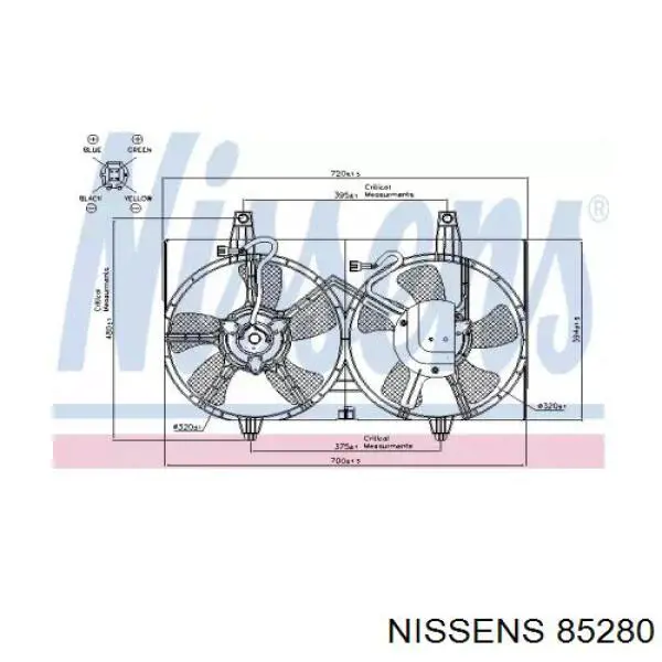 85280 Nissens електровентилятор охолодження в зборі (двигун + крильчатка)
