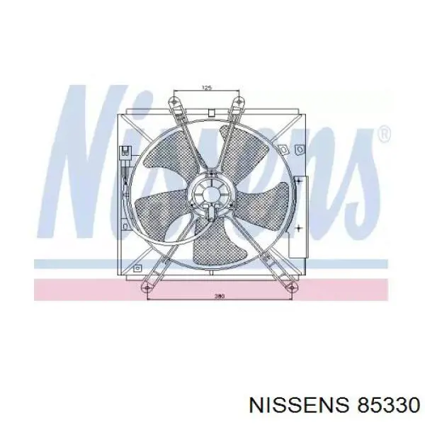 85330 Nissens дифузор радіатора охолодження, в зборі з двигуном і крильчаткою