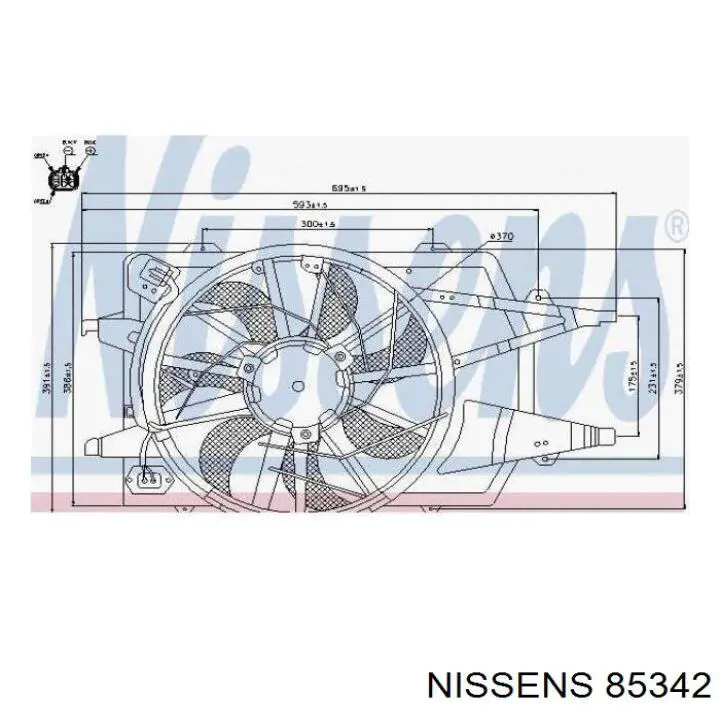 Дифузор радіатора охолодження, в зборі з двигуном і крильчаткою 85342 Nissens