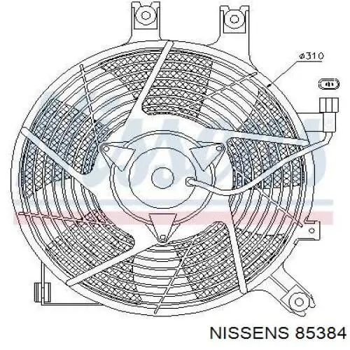 Дифузор радіатора кондиціонера, в зборі з крильчаткою і двигуном Nissens 85384 ціна, від 76.57 USD