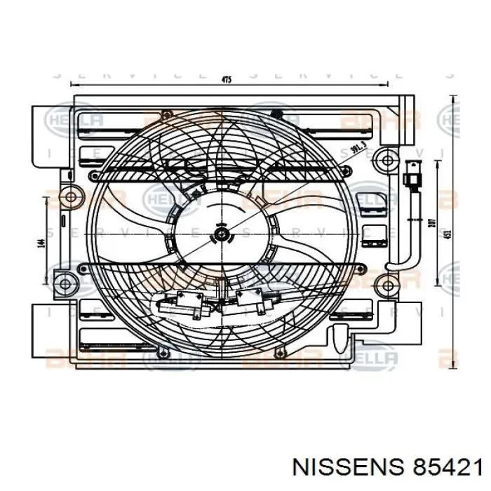 Дифузор радіатора кондиціонера, в зборі з крильчаткою і двигуном Nissens 85421 ціна, від 150.67 USD
