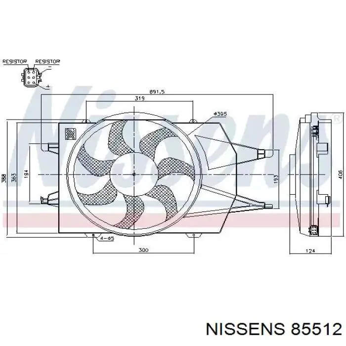 Купити 85512 Nissens Електровентилятор охолодження в зборі (двигун + крильчатка)