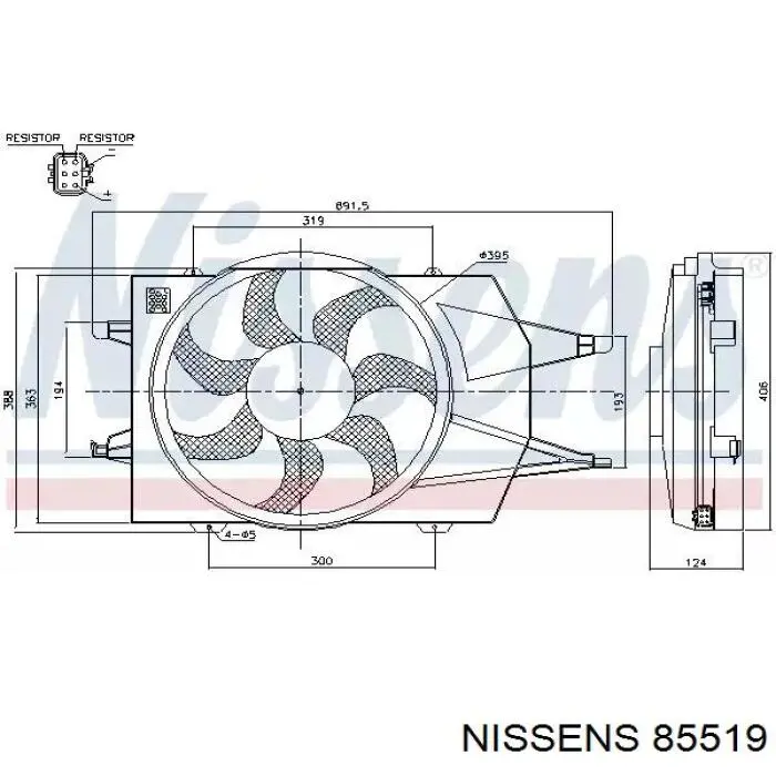 Вентилятор охолодження радіатора 85519 Nissens