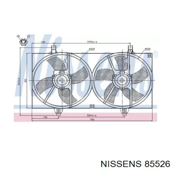 85526 Nissens електровентилятор охолодження в зборі (двигун + крильчатка)