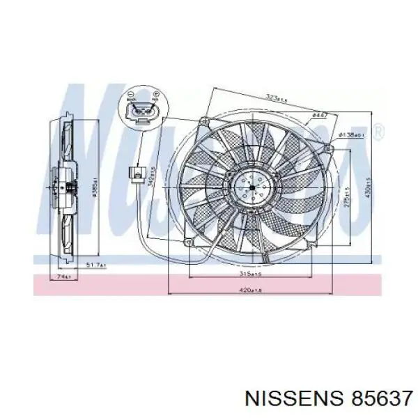 85637 Nissens Вентилятор радіатора охолодження, лівий