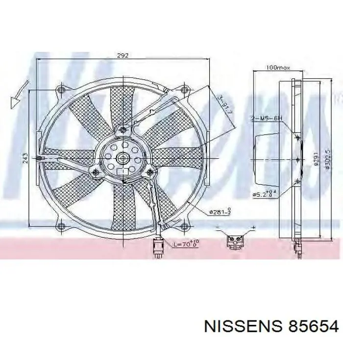 Дифузор радіатора охолодження, в зборі з двигуном і крильчаткою Nissens 85654 ціна, від 63.35 USD