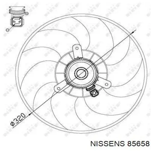 85658 Nissens електровентилятор охолодження в зборі (двигун + крильчатка)