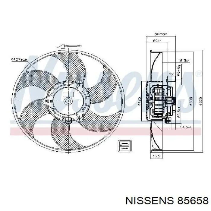 Вентилятор радіатора Nissens 85658 ціна, від 80.16 USD