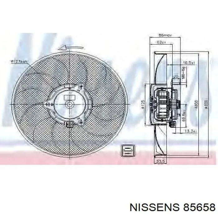 Купити 85658 Nissens Електровентилятор охолодження в зборі (двигун + крильчатка)