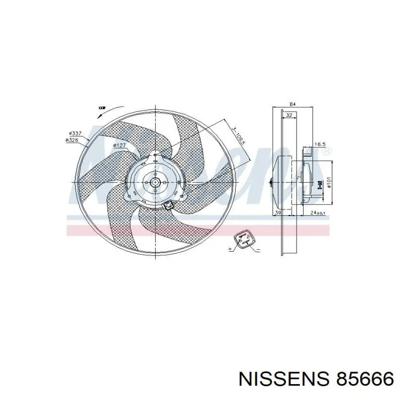 85666 Nissens електровентилятор охолодження в зборі (двигун + крильчатка)