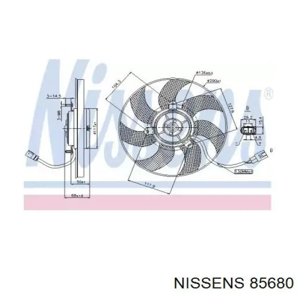 Електровентилятор охолодження в зборі (мотор + крильчатка), правий Nissens 85680 ціна, від 2519.06 UAH