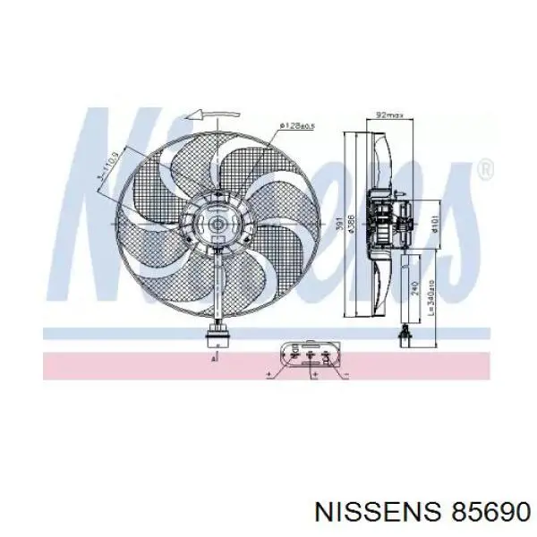 Купити 85690 Nissens Електровентилятор охолодження в зборі (двигун + крильчатка)