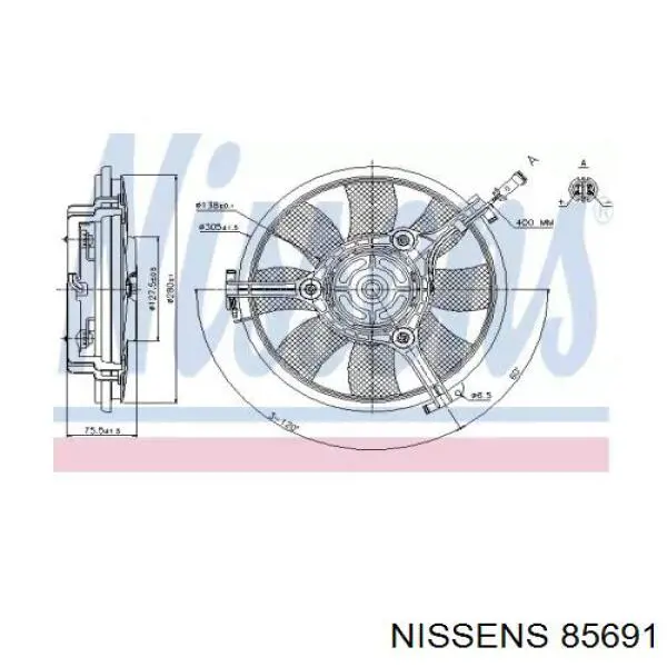 85691 Nissens електровентилятор охолодження в зборі (двигун + крильчатка)