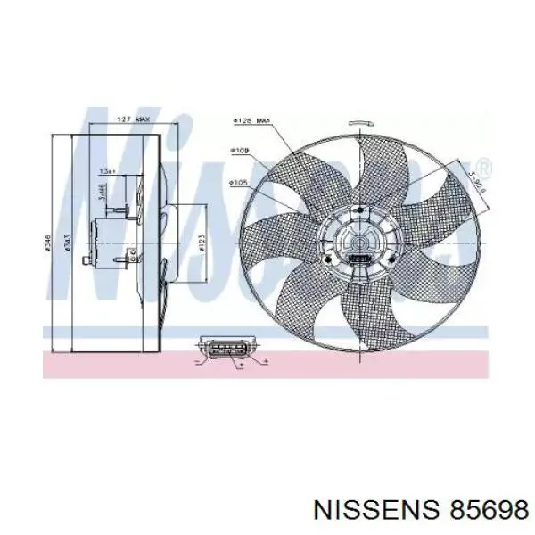 85698 Nissens електровентилятор охолодження в зборі (двигун + крильчатка)