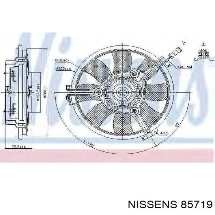 Вентилятор охолодження радіатора 85719 Nissens