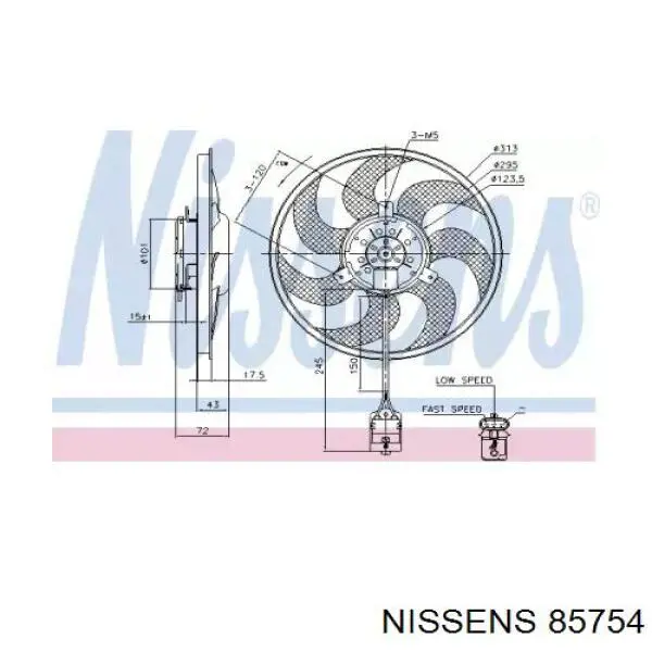 85754 Nissens електровентилятор охолодження в зборі (двигун + крильчатка)