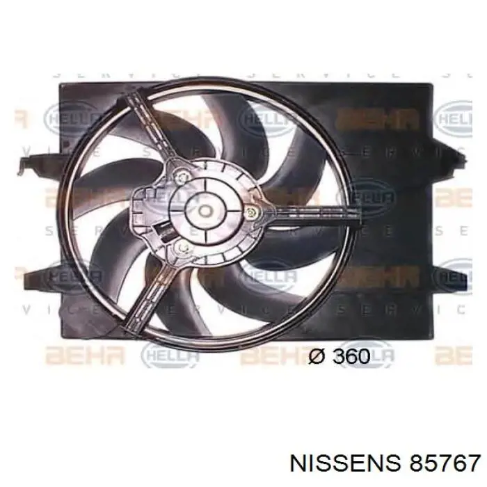 85767 Nissens дифузор радіатора охолодження, в зборі з двигуном і крильчаткою