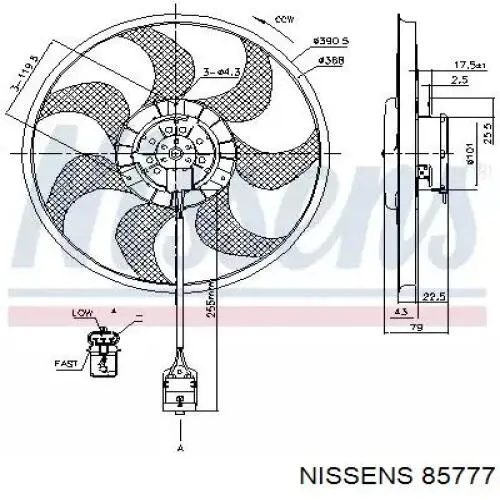 85777 Nissens електровентилятор охолодження в зборі (двигун + крильчатка)