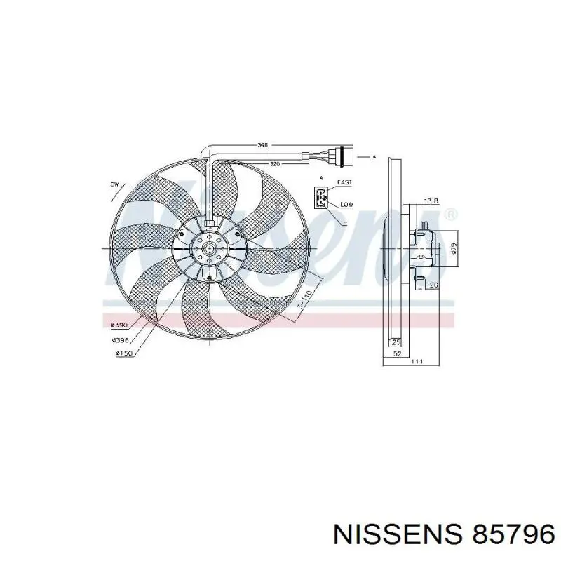 85796 Nissens електровентилятор охолодження в зборі (двигун + крильчатка)