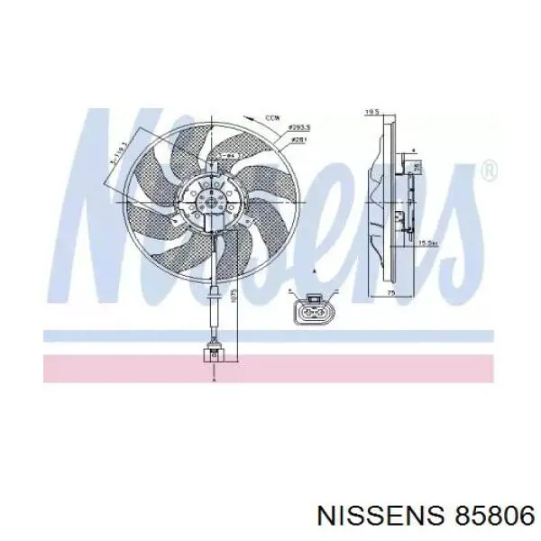 85806 Nissens електровентилятор охолодження в зборі (двигун + крильчатка)