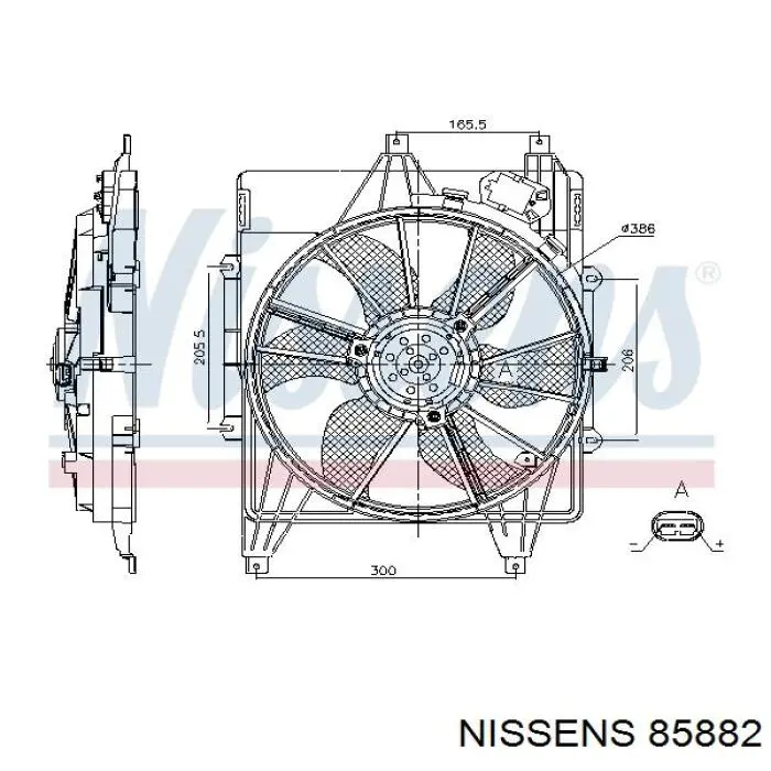 85882 Nissens дифузор радіатора кондиціонера, в зборі з крильчаткою і двигуном