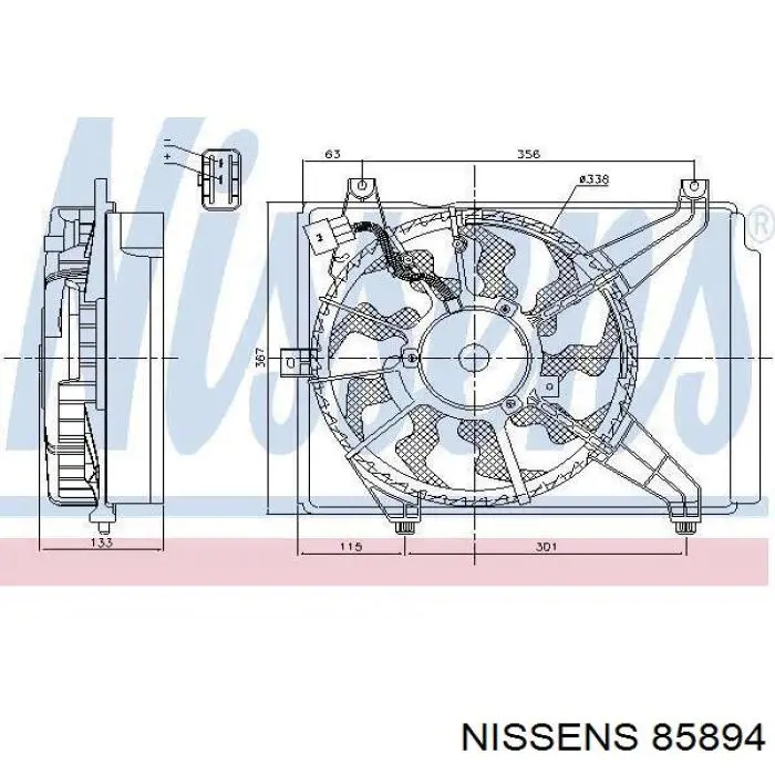 253800X050 Hyundai/Kia Дифузор радіатора охолодження, в зборі з мотором і крильчаткою