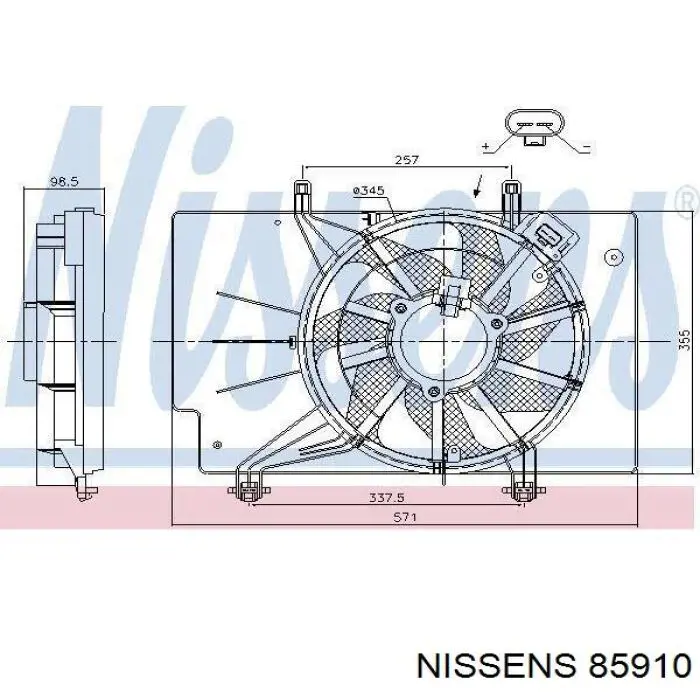 Дифузор радіатора охолодження, в зборі з двигуном і крильчаткою Nissens 85910 ціна, від 68.49 USD