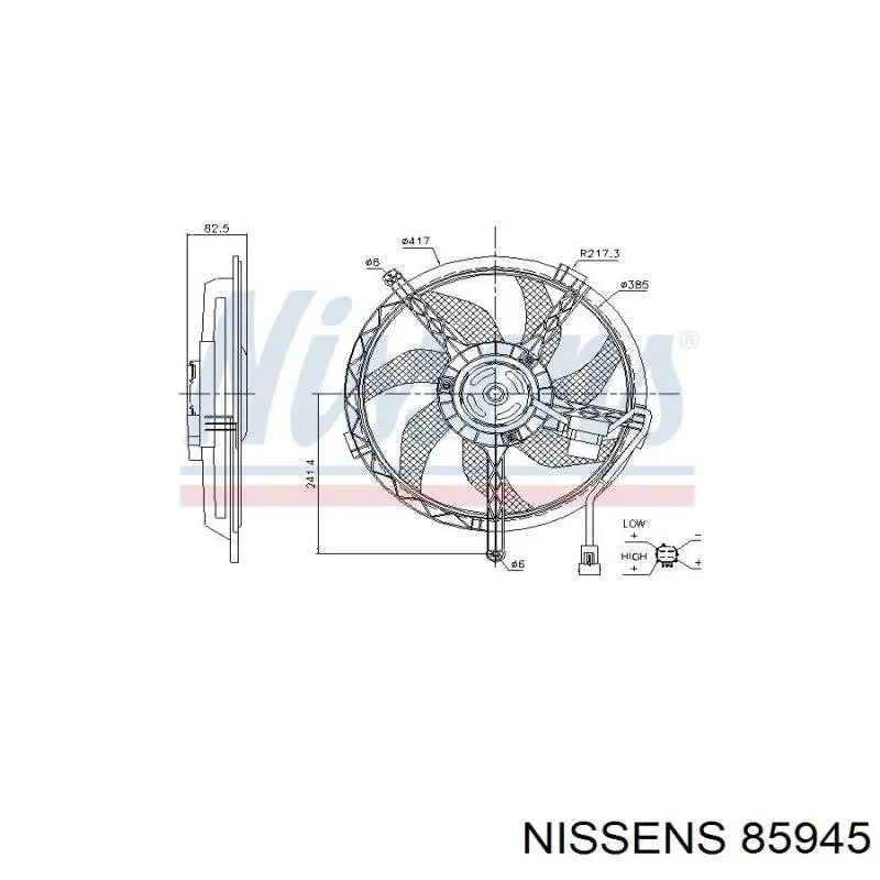 85945 Nissens Електровентилятор радіатора