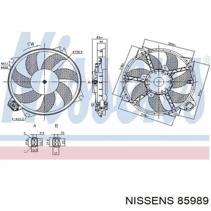 85989 Nissens електровентилятор охолодження в зборі (двигун + крильчатка)