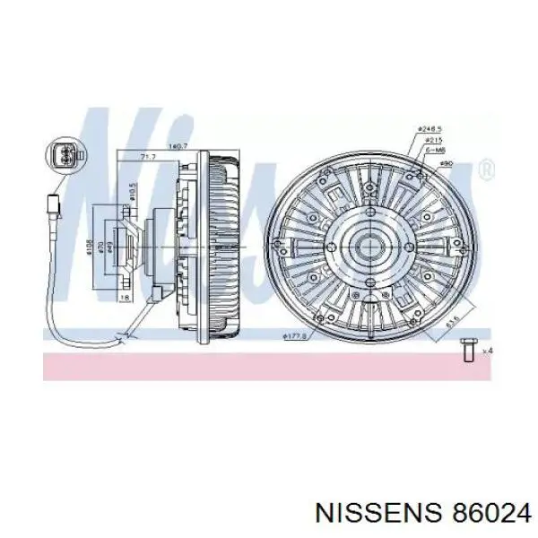 86024 Nissens вискомуфта, вязкостная муфта вентилятора охолодження