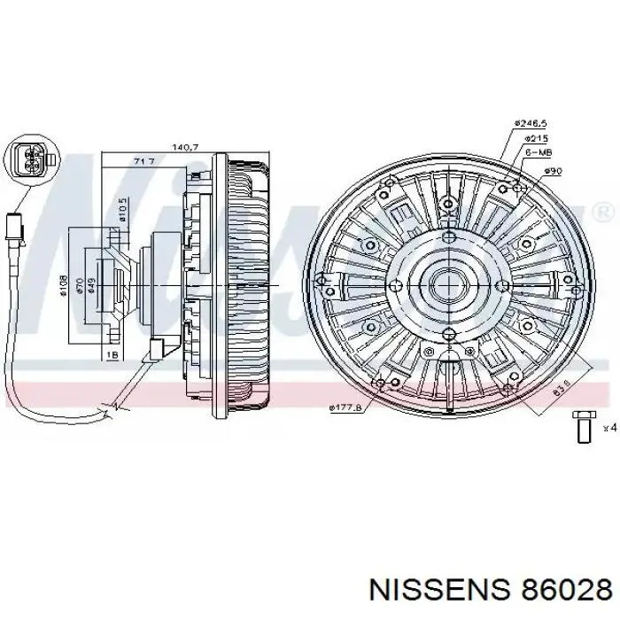 В'язкова муфта вентилятора Nissens 86028 ціна, від 396.32 USD