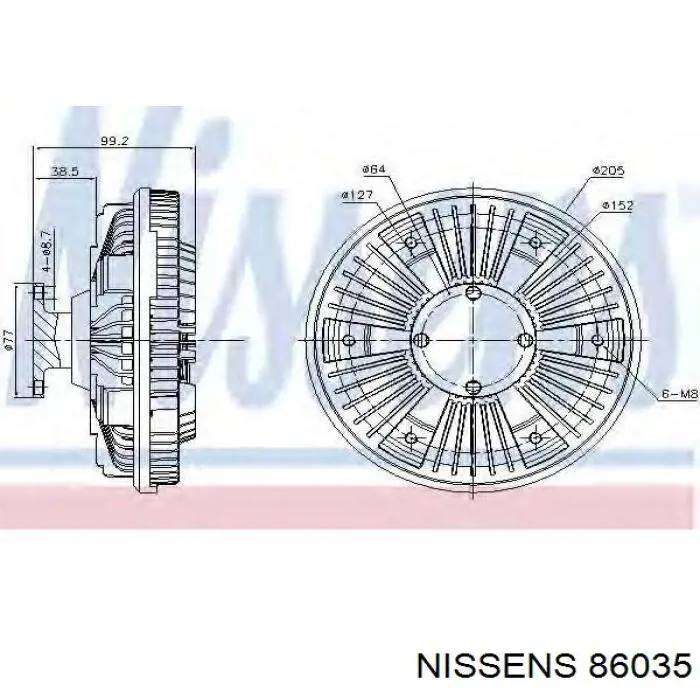 Вискомуфта вентилятора 86035 Nissens