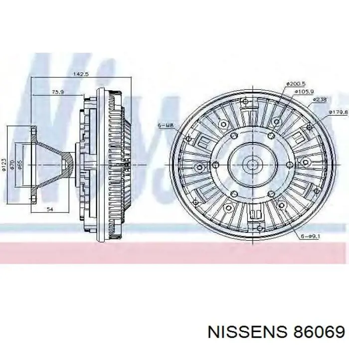Купити 86069 Nissens Муфта вязкостная системи охолодження