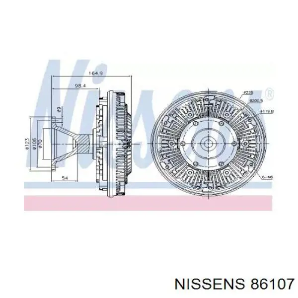 Вискомуфта, вязкостная муфта вентилятора охолодження 86107 Nissens