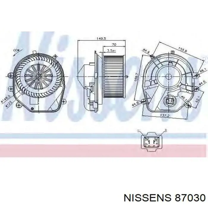 87030 Nissens двигун вентилятора пічки (обігрівача салону)