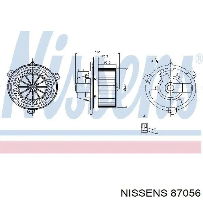 Двигун вентилятора пічки (обігрівача салону) 87056 Nissens