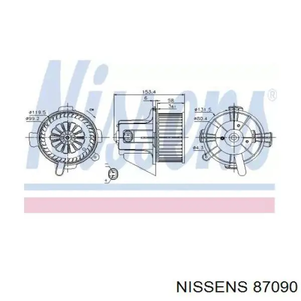 Двигун вентилятора пічки (обігрівача салону) Nissens 87090 ціна, від 33.22 USD