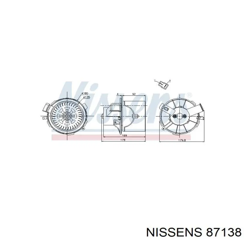 Двигун вентилятора пічки (обігрівача салону) 87138 Nissens