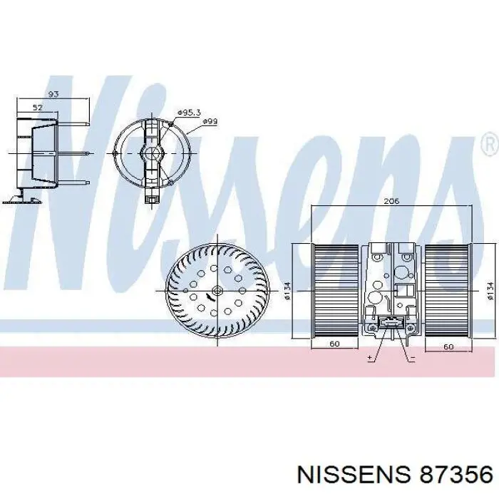 Двигун вентилятора пічки (обігрівача салону) Nissens 87356 ціна, від 99.51 USD