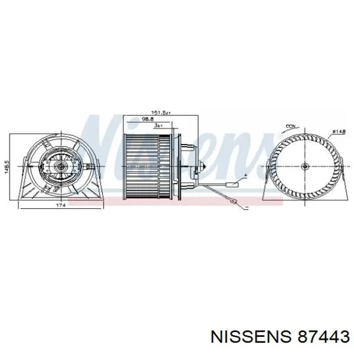 Двигун вентилятора пічки (обігрівача салону) 87443 Nissens