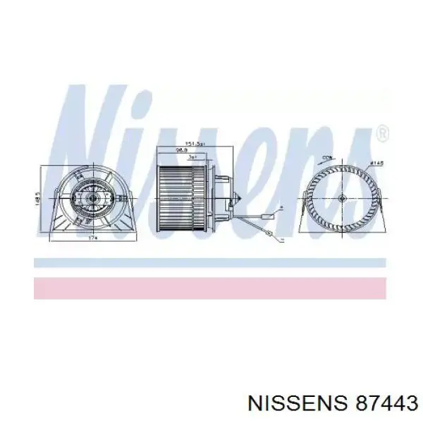 Двигун вентилятора пічки (обігрівача салону) Nissens 87443 ціна, від 49.49 USD