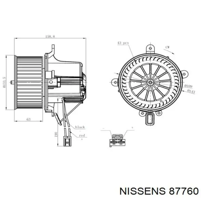 Двигун вентилятора пічки (обігрівача салону) Nissens 87760 ціна, від 143.70 USD