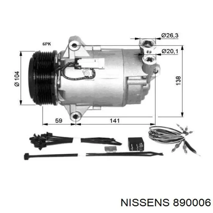Купити 890006 Nissens Компресор кліматичної установки
