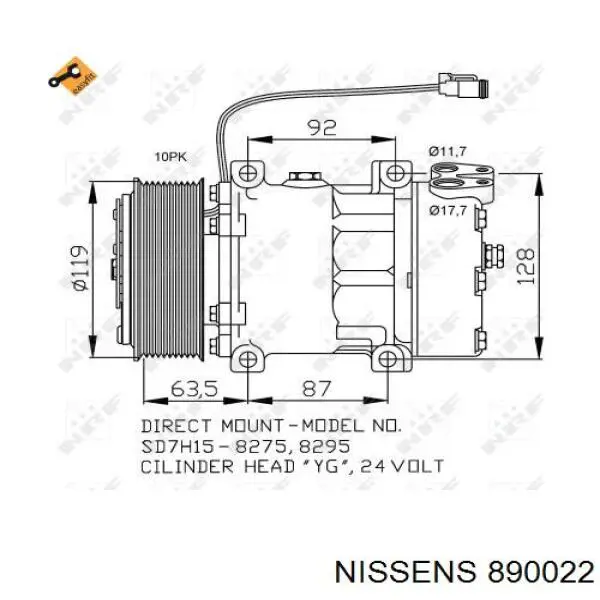 Купити 890022 Nissens Компресор кліматичної установки