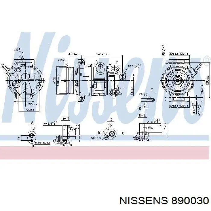 Компресор кондиціонера 890030 Nissens